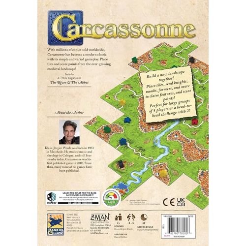  Carcassonne Board Game (BASE GAME) | Board Game for Adults and Family | Strategy Board Game | Medieval Adventure Board Game | Ages 7 and up | 2-5 Players | Made by Z-Man Games