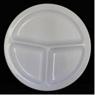 Z-Moments Western Melamine 2611 3-Compartment Round Plate 11-3/4 inch, 48-pcs per case (4 dozen) NSF (White)