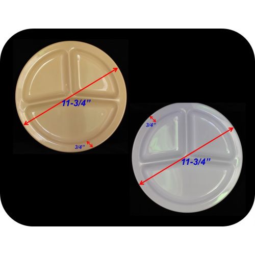  Z-Moments Western Melamine 2611 3-Compartment Round Plate 11-3/4 inch, 48-pcs per case (4 dozen) NSF (White)