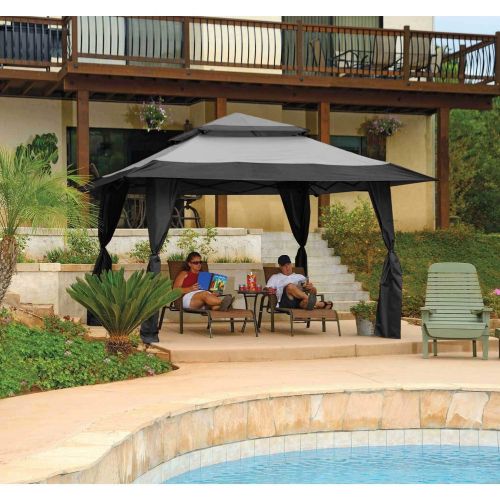  Z-Shade 13 x 13 Foot Instant Gazebo Canopy Tent Outdoor Patio Shelter, Gray