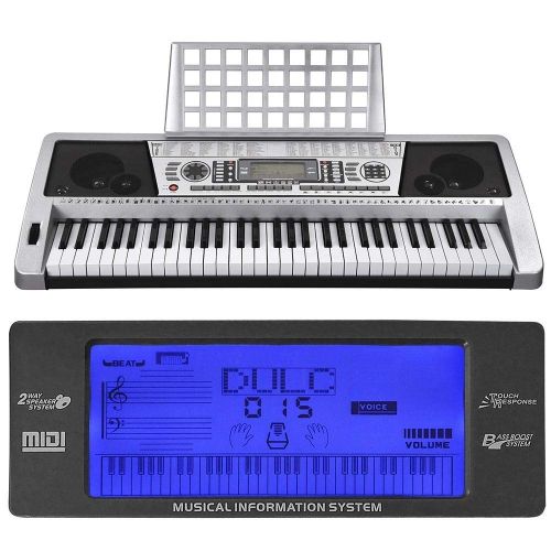  Z-zone 61 Key LCD MIDI Silver Electric Keyboard Music Digital 37x14x5 Personal Electronic Piano wManual