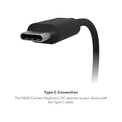  Zagg Connect Keyboard 12C - Compact Type-C Wired Desktop Keyboard - Universal Compatibility with Windows, ChromeOS, Android, iOS, macOS, iPadOS - Optimized Typing Experience - Eco-Conscious Design