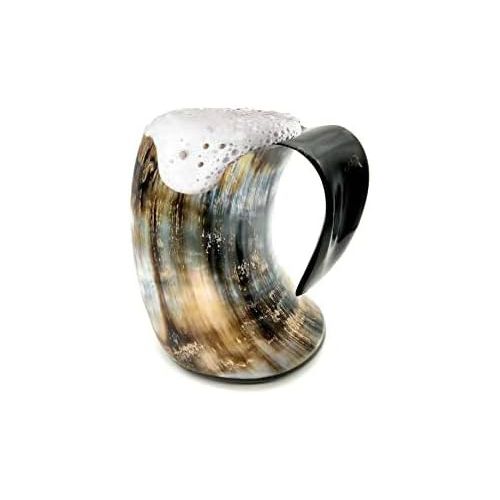  [아마존베스트]ZAHANAARAs Viking Cup Drinking Horn Tankard Authentic Medieval Inspired drinking Mug (16oz)