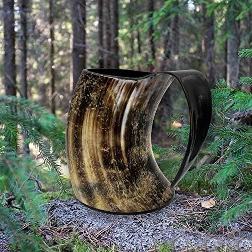  [아마존베스트]ZAHANAARAs Viking Cup Drinking Horn Tankard Authentic Medieval Inspired drinking Mug (16oz)