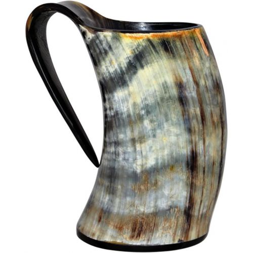  [아마존베스트]ZAHANAARAs Viking Cup Drinking Horn Tankard Authentic Medieval Inspired drinking Mug (16oz)