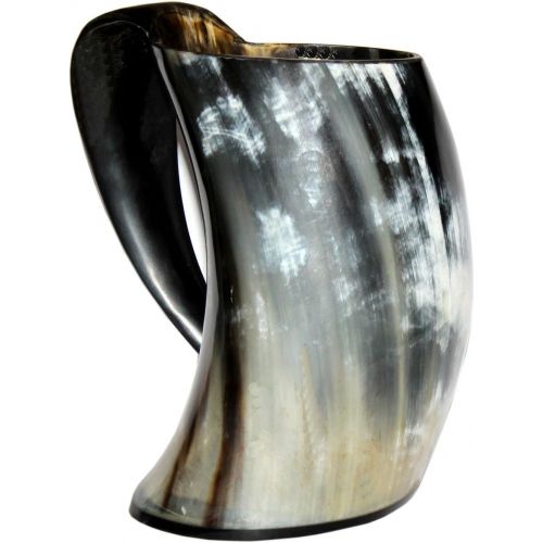  [아마존베스트]ZAHANAARAs Viking Cup Drinking Horn Tankard Authentic Medieval Inspired drinking Mug (16oz)