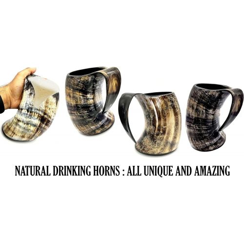  [아마존베스트]ZAHANAARAs Viking Cup Drinking Horn Tankard Authentic Medieval Inspired drinking Mug (16oz)