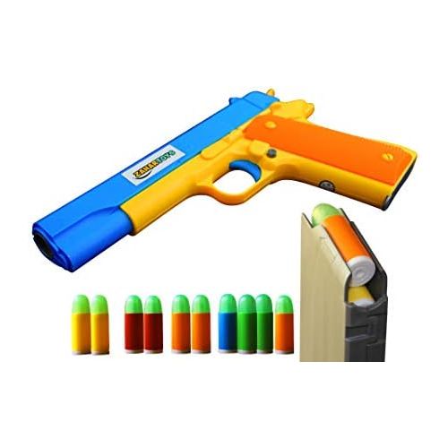  ZAHAR Toys Realistic Colt 1911 Toy Gun with 10 Colorful Soft Bullets, Ejecting Magazine , Slide Action for Training or Play
