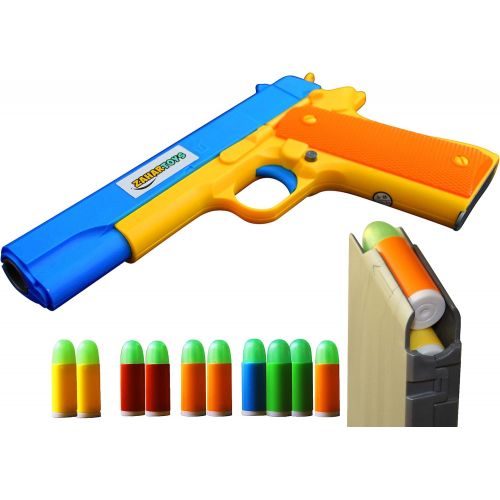  ZAHAR Toys Realistic Colt 1911 Toy Gun with 10 Colorful Soft Bullets, Ejecting Magazine , Slide Action for Training or Play