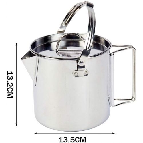  ZAIHW Camping Cooking Kettle 1.2 L Outdoor Cookware Stainless Steel Pot with Extended Handle and Dual Use Cover Portable for Hiking Backpacking Picnic