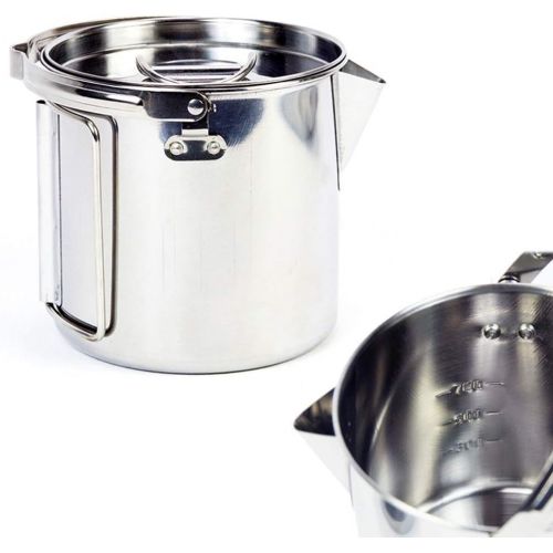  ZAIHW Camping Cooking Kettle 1.2 L Outdoor Cookware Stainless Steel Pot with Extended Handle and Dual Use Cover Portable for Hiking Backpacking Picnic