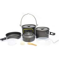 ZAIHW Hiker Camping Cookware, Nonstick, Lightweight Pots, Pans with Mesh Set Bag for Backpacking, Hiking, Picnic