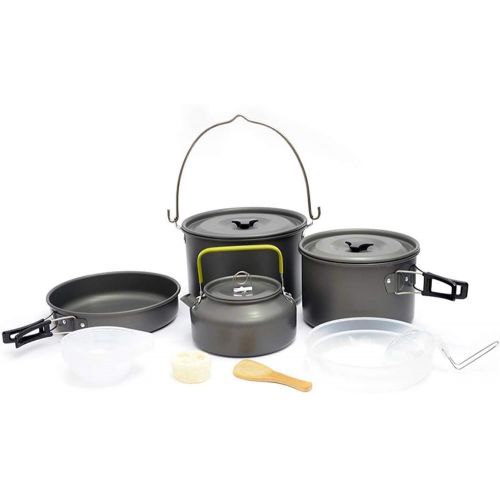  ZAIHW Hiker Camping Cookware, Nonstick, Lightweight Pots, Pans with Mesh Set Bag for Backpacking, Hiking, Picnic