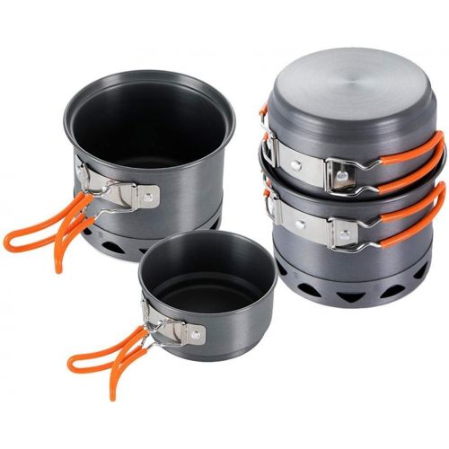  ZAIHW Portable 2-3 Person Outdoor Camping Pot Set Hiking Picnic Camping Gear Aluminum Alloy Cookware and Pot Set