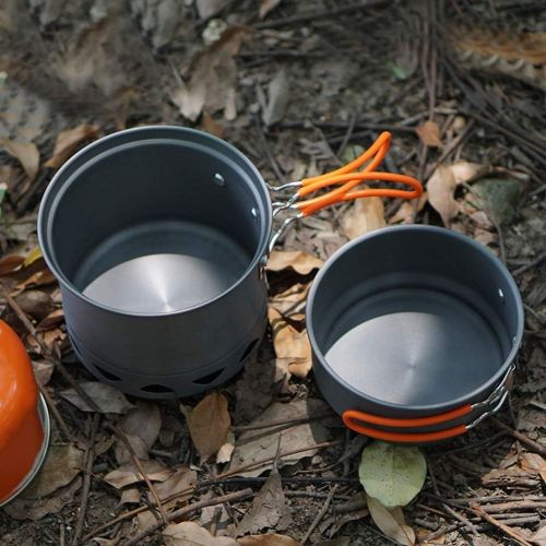  ZAIHW Portable 2-3 Person Outdoor Camping Pot Set Hiking Picnic Camping Gear Aluminum Alloy Cookware and Pot Set