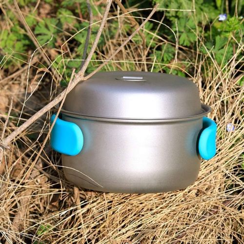  ZAIHW Titanium Camping Cookware Set 5-Piece Pot & Pan Outdoor Cooking Equipment Mess kit, Strong Lightweight (Ti) Travel/Hiking/Camping in Cloth Case