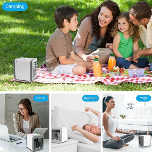  ZAKORA Portable Personal Air Conditioner Fan, Desk AC Cool Fan USB Recharged Outdoor Camping Mini Fan Humidifier Quiet Air Cooler Misting Fan