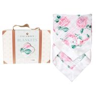 ZALA MOON Zalamoon Luxie Pocket 100% Cotton Baby Toddler Blanket with Hook-and-Loop Fastener Strap (Bloom)