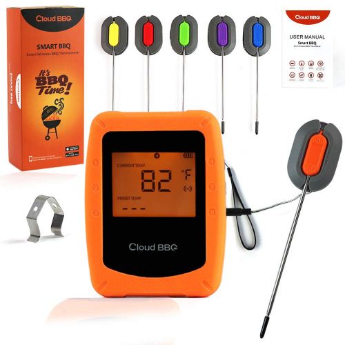  Digital Meat Thermometer, ZALALOVA Smart Digital BBQ Thermometer with 6Pcs Stainless Steel Probes Wireless Remote Alert IOS and Android for Grilling Oven Meat Smoker Outdoor Barbec