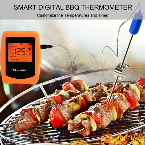  Digital Meat Thermometer, ZALALOVA Smart Digital BBQ Thermometer with 6Pcs Stainless Steel Probes Wireless Remote Alert IOS and Android for Grilling Oven Meat Smoker Outdoor Barbec