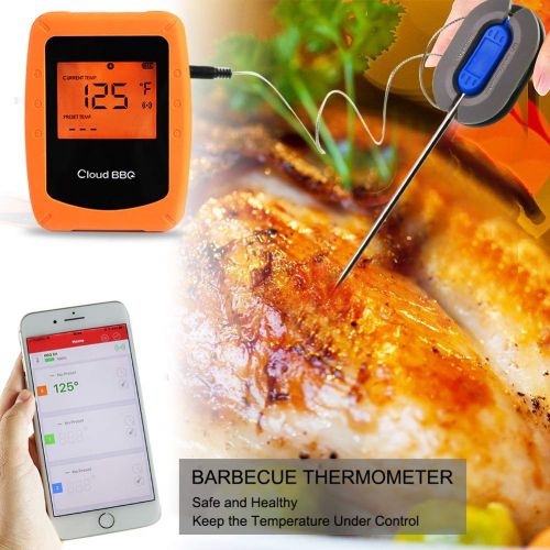  Digital Meat Thermometer, ZALALOVA Smart Digital BBQ Thermometer with 6Pcs Stainless Steel Probes Wireless Remote Alert IOS and Android for Grilling Oven Meat Smoker Outdoor Barbec