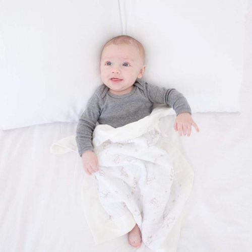  ZALAMOON Luxie Pockets Blanket, Baby Toddler 100% Cotton with Satin Trim Blanket with Pocket and Pocket/Strap Holder for Pacifier or Toy, Hunny Bunny