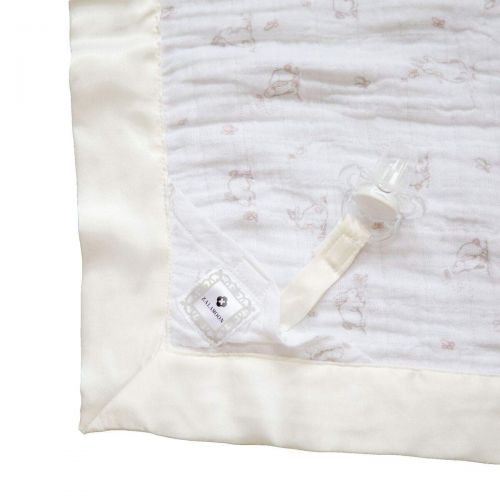  ZALAMOON Luxie Pockets Blanket, Baby Toddler 100% Cotton with Satin Trim Blanket with Pocket and Pocket/Strap Holder for Pacifier or Toy, Hunny Bunny