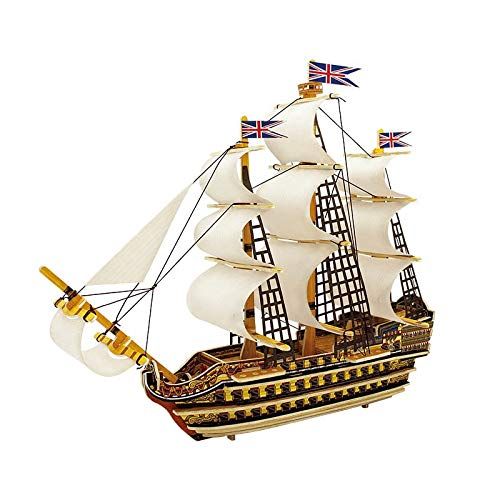  ZAMTAC Robotime Home Decor Figurine DIY Wooden Miniature Ship Model Kits Boat Decoration Wood Crafts Accessories Gifts for Children BA - (Color: Tower Ship)