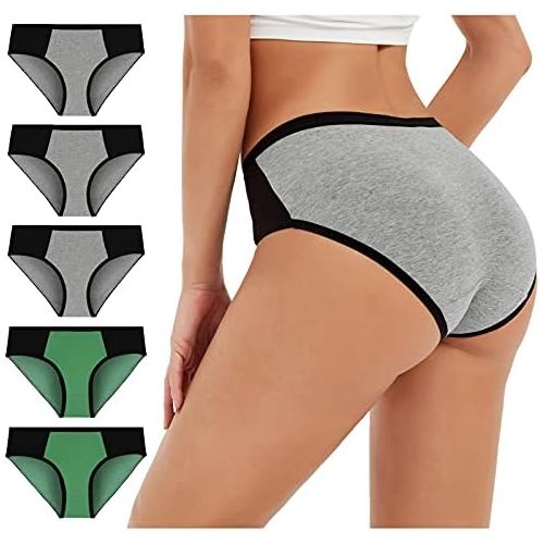  ZANFUN 5 Pieces Cotton Underwear Women Soft Boyshort High Waist Panties Underwear Ladies Boxer Basic Briefs Underpants