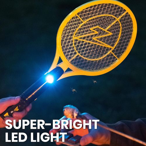  ZAP IT! Bug Zapper Rechargeable Mosquito, Fly Killer and Bug Zapper Racket - 4,000 Volt - USB Charging, Super-Bright LED Light to Zap in The Dark - Safe to Touch