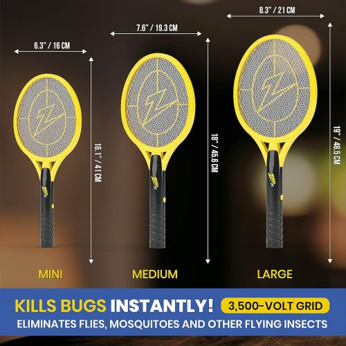  ZAP IT! Bug Zapper Twin Pack - Battery Powered (2xAA) Mosquito, Fly Killer and Bug Zapper Racket - 3,500 Volt - Safe to Touch