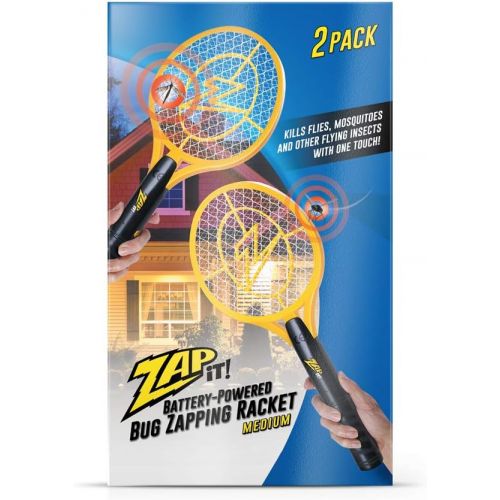  ZAP IT! Zap It Bug Zapper Battery Powered (2xAA Included) Bug Zapper Racket, 3,500 Volt, 2 Pack (Medium)