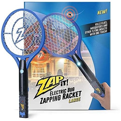  ZAP iT! Electric Fly Swatter Racket & Mosquito Zapper - High Duty 4,000 Volt Electric Bug Zapper Racket - Fly Killer USB Rechargeable Fly Zapper Indoor Safe