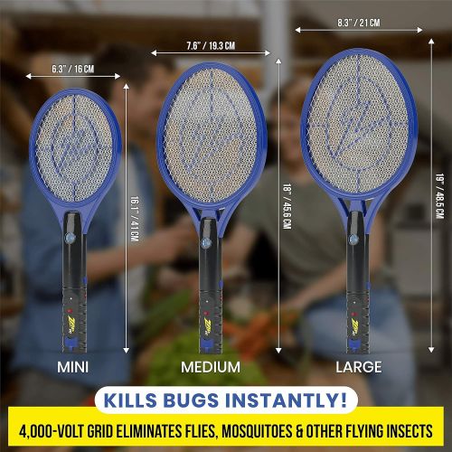  ZAP iT! Electric Fly Swatter Racket & Mosquito Zapper - High Duty 4,000 Volt Electric Bug Zapper Racket - Fly Killer USB Rechargeable Fly Zapper Indoor Safe