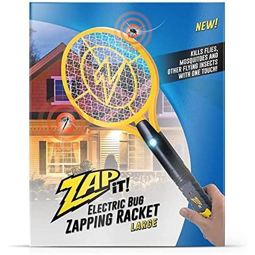  Zap It! Bug Zapper Rechargeable Fly Zapper Racket, Electric Fly Swatter, Mosquito Zapper, 4,000 Volt, USB Charging Cable, Medium