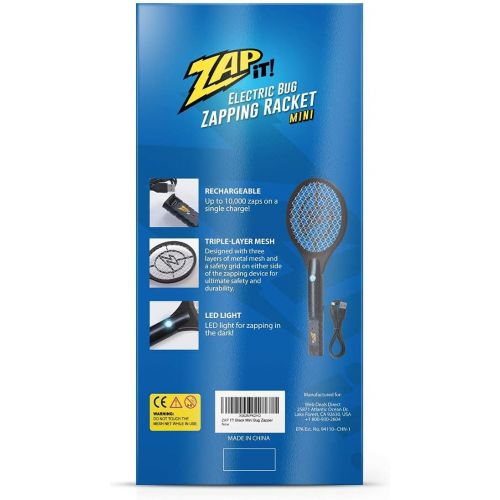  ZAP IT! Bug Zapper Rechargeable Bug Zapper Racket, 4,000 Volt, USB Charging Cable