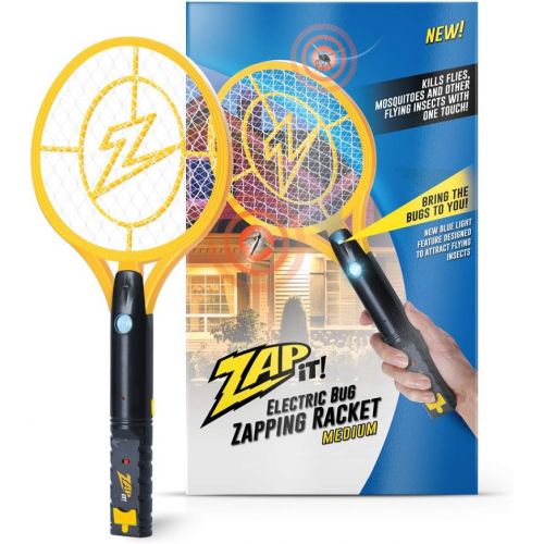  ZAP IT! Bug Zapper Rechargeable Bug Zapper Racket W/ Blue Light Attractant, 4,000 Volt, USB Charging Cable