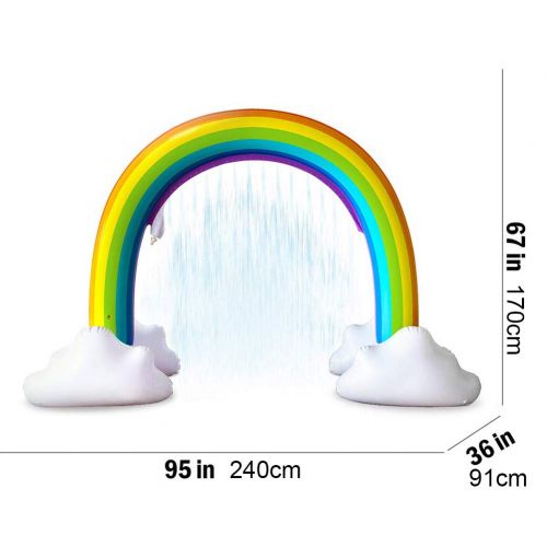  ZAQ Inflatable Rainbow Sprinkler, Summer Sprinkler Toy, Inflatable Arch Spraying Water for Beach Yard Lawn Outdoors