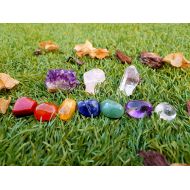 /ZATNY Chakra Stone Set Tumble Stones + Healing Crystals Chakra Gift, Amethyst Cluster, Rose Quartz, Meditation, Reiki Healing, Crystal and Stone