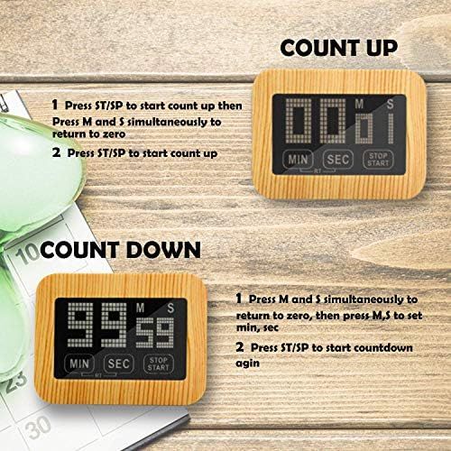  [아마존베스트]ZB ZealBoom Touchscreen Kitchen Clock Timer Digital Kitchen Timer Magnetic Electronic Egg Timer Stopwatch with LCD Display and Stand, Loud Alarm Clock for Cooking/Study/Sports Exer