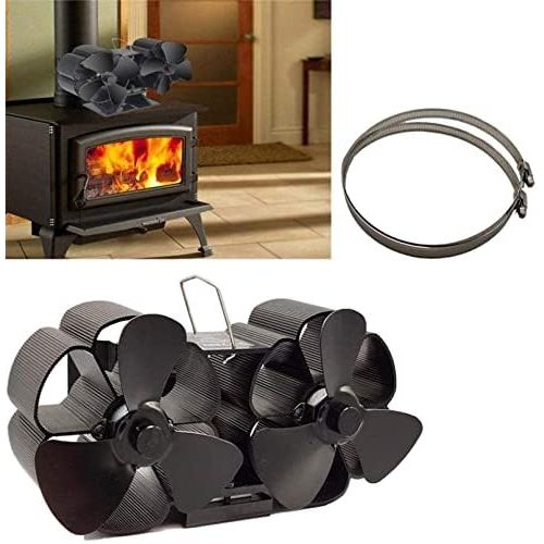  ZBQLKM Fireplace Radiator, 8 Blade Stove Fan Silent Heat Powered Wood Log Burner Fan, Silent Operation Safe Heat Powered Stove Fan, Suitable for Log Burner/Fireplace