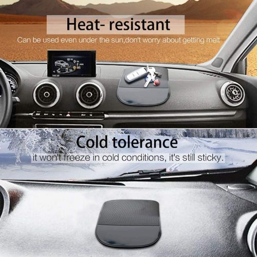  [아마존베스트]ZC GEL Car Dashboard Sticky Mat (2 Pack), Reusable and Washable Anti-Slip Cell Pads with Strong Adhesive, Can Hold Cell Phones, Sunglasses, Coins ect.