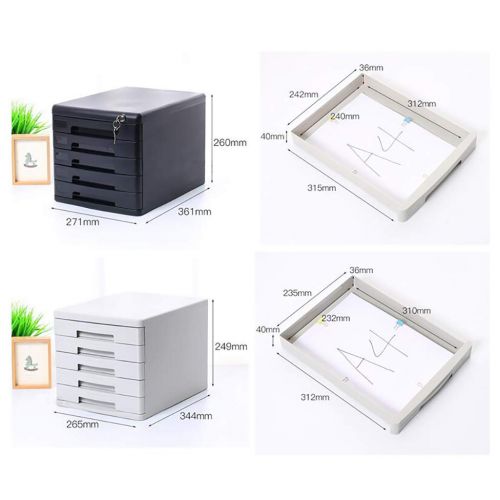  ZCCWJG File Cabinet, Plastic Storage Cabinet, Desk Storage Box, Lockable Data Cabinet, 5 Layers (Color : A)