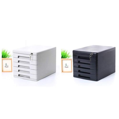  ZCCWJG File Cabinet, Plastic Storage Cabinet, Desk Storage Box, Lockable Data Cabinet, 5 Layers (Color : A)