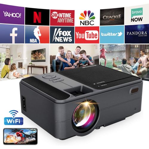  ZCGIOBN 2020 Upgrade 3800 Lumen LED WiFi Projector, Full HD 1080P Supported Mini Projector, [Native 720P] Compatible with Smartphones, PS4, TV Box, TV Stick, HDMI, USB, AV for Home Outdoor