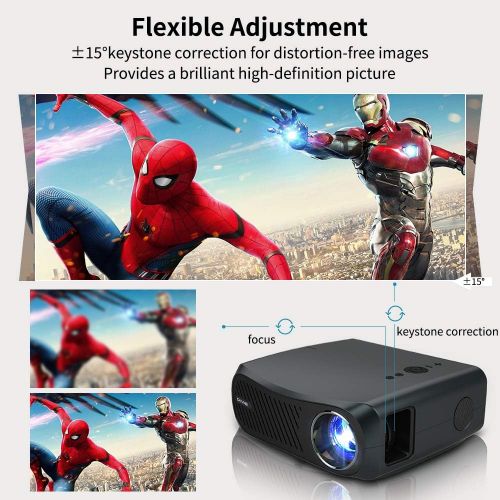  ZCGIOBN Native 1080P Projector with 5G WiFi, 5500 Lux Wireless Bluetooth Projector Support 4k, LED Video Projector with 4D Keystone Correction & Zoom, with TV Stick, PS4, Smartphone, Lapto