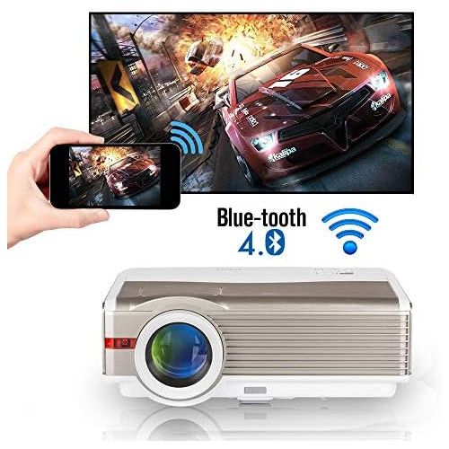  ZCGIOBN LED Video Projector Wireless Bluetooth 5000 Lumens WXGA LCD Smart HD Android WiFi Home Theater Outdoor Proyector HDMI USB VGA AV Audio Zoom for 1080P Movie Gaming TV Stick DVD Smar