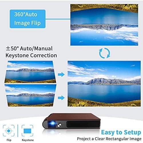  ZCGIOBN 2020 Mini Pocket Wifi Projector 3D DLP 3600 Lumens WXGA HD LED Portable Wireless Video Projectors Support 1080P Airplay HDMI USB Auto Keystone Battery Pico for Gaming Home Theater