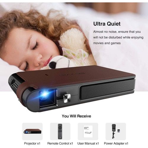  ZCGIOBN 2020 Mini Pocket Wifi Projector 3D DLP 3600 Lumens WXGA HD LED Portable Wireless Video Projectors Support 1080P Airplay HDMI USB Auto Keystone Battery Pico for Gaming Home Theater