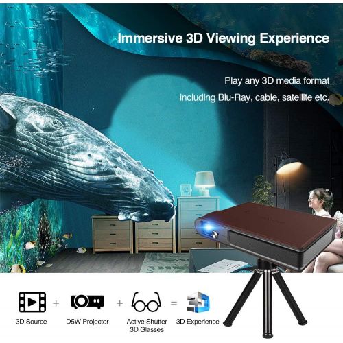  ZCGIOBN 2020 Mini Pocket Wifi Projector 3D DLP 3600 Lumens WXGA HD LED Portable Wireless Video Projectors Support 1080P Airplay HDMI USB Auto Keystone Battery Pico for Gaming Home Theater